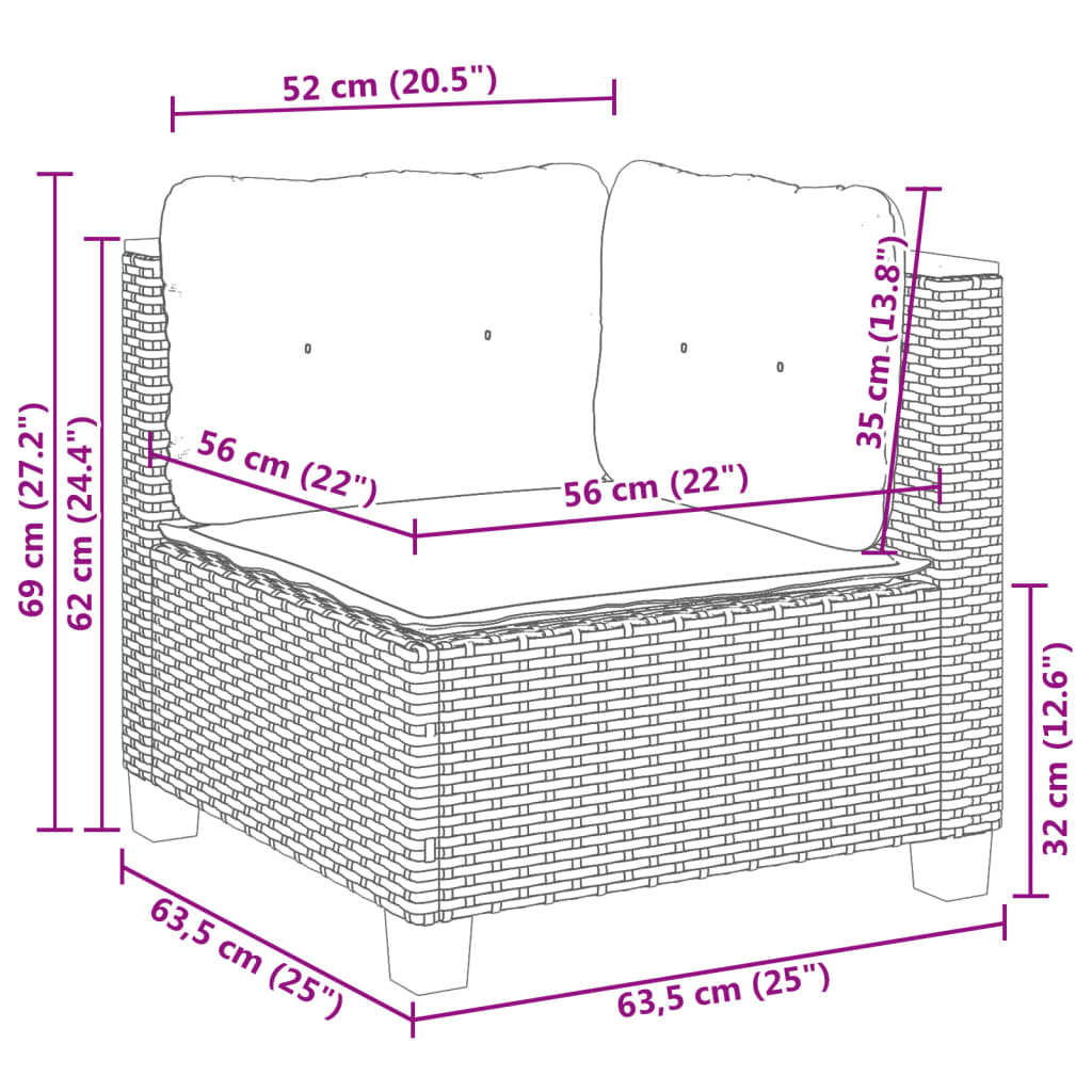 Garden Corner Sofa with Cushions Grey Poly Rattan