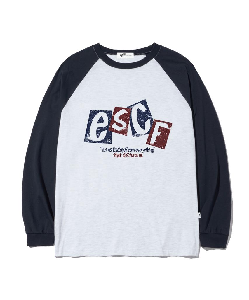 ESCAPEFROM Square Vintage Logo Print Long Sleeve Navy