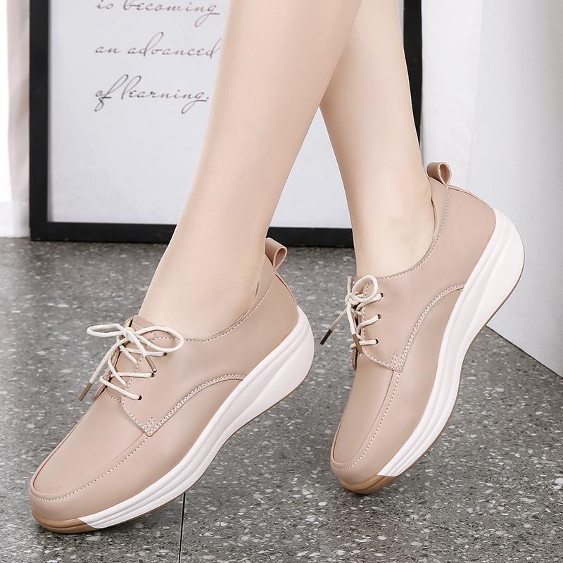 Women's Footwear Leather Driving Comfort Women’s Wedge Sneakers Casual Nurse Loafers for Girls Walking Minimalist Summer Maternity Shoes for Women