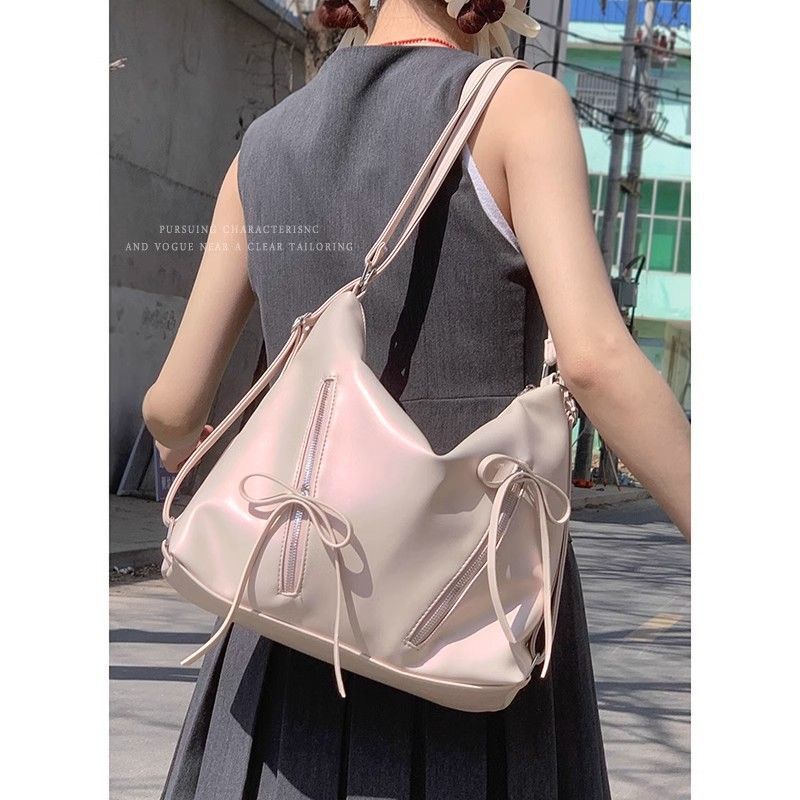 Bow backpack bag women's fashion Korean tote bag casual large capacity shoulder backpack