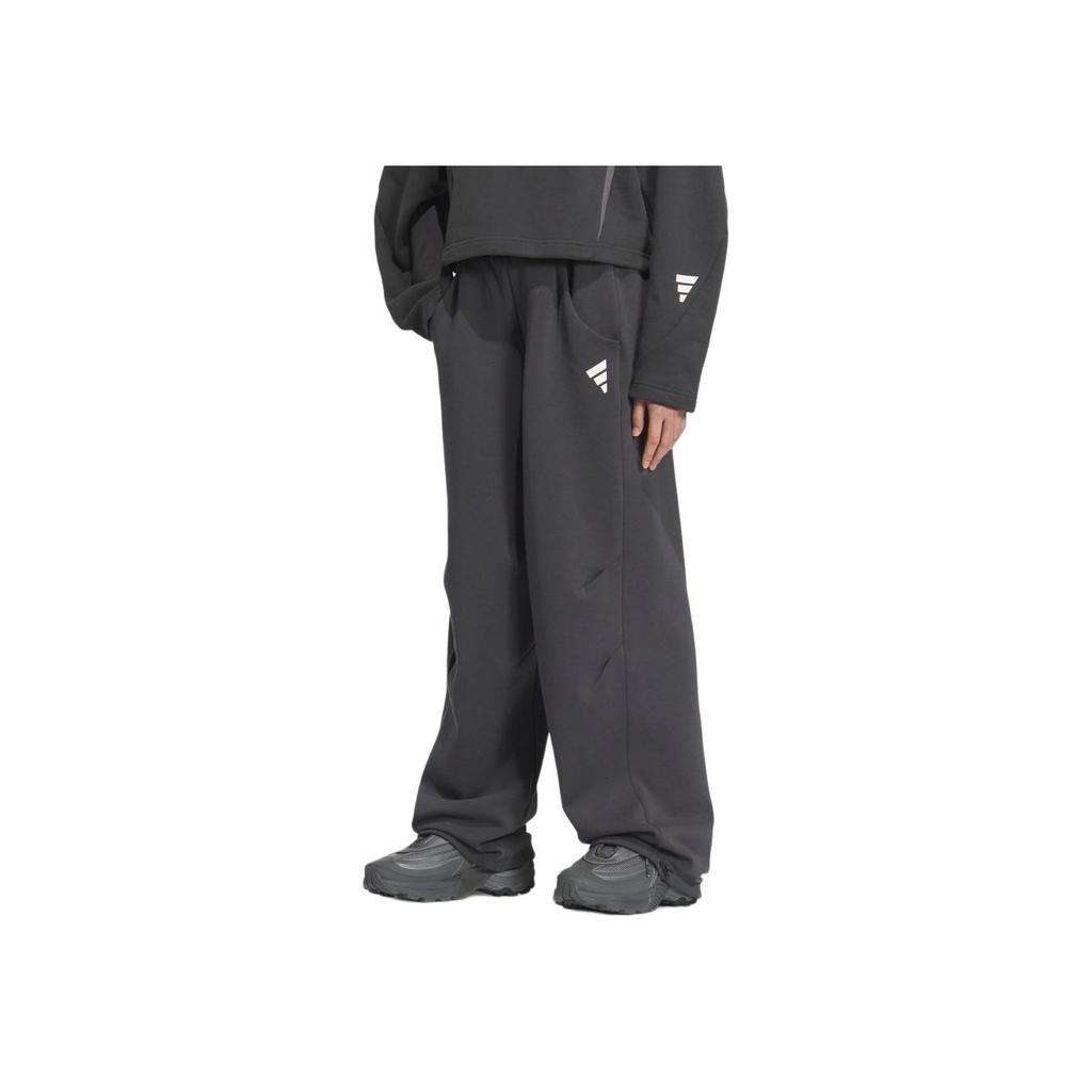 adidas Comfortable Skin-Friendly Fashion Long Pants Knitted Sports Pants Women Bottoms Carbon-Black JM4265