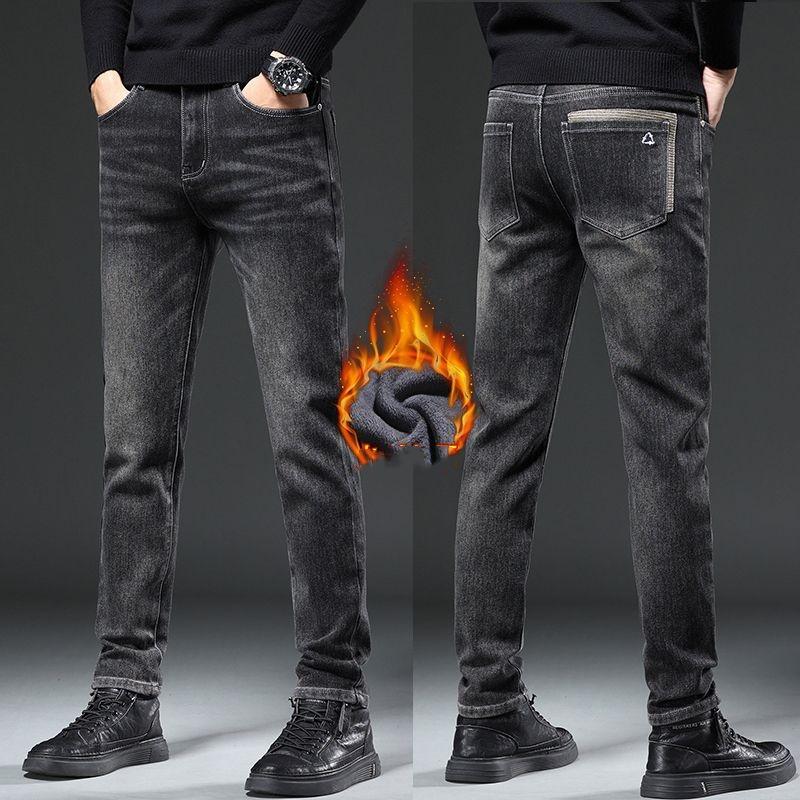 

Мужские джинсы Мужские осенние эластичные свободные брюки прямого кроя Модные мужские удобные деловые длинные брюки 27 чёрный