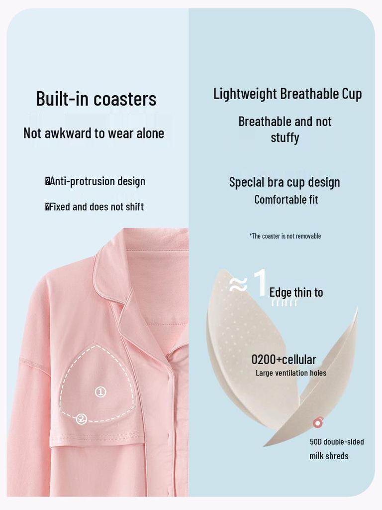 2025 Damen Cartoon Baumwolle Langarm Pyjama Set mit Brustpolster für Drinnen und Draußen - Herbst- und Winterkollektion