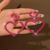 Luxury Shiny Double Heart Diamond Stud Earrings