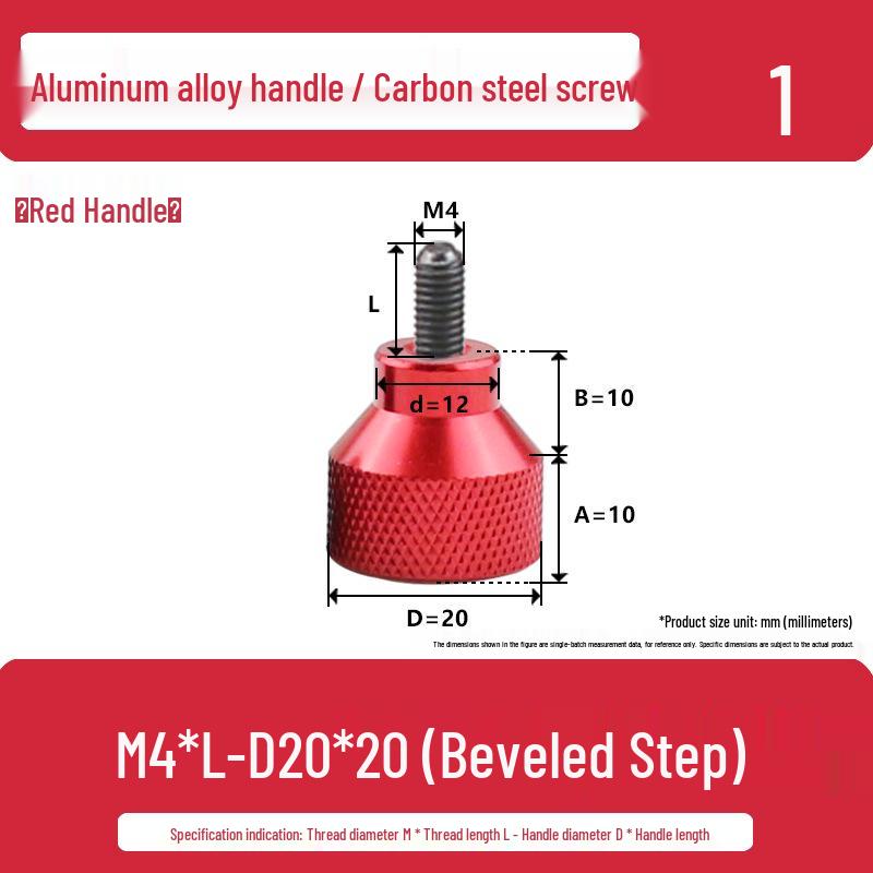 M3M4 Aluminum Alloy Hand-Tightening Flat Head Knurled Adjustment Screw Bolt