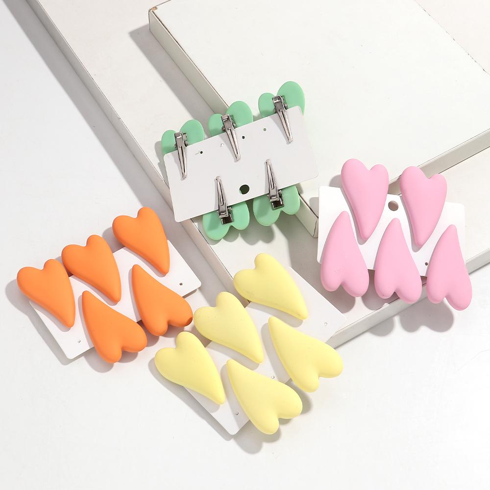 8pcs Heart Acrylic Barrettes Acetate Hair Clips Headdress for Women Cute Macaron Color Hairpins Girls Fashion Accessories Gift