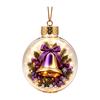 Purple 3D Christmas Tree Ornament with Warm Light, Transparent Ball with Christmas Scene, Festive Hanging Decoration for Christmas Tree