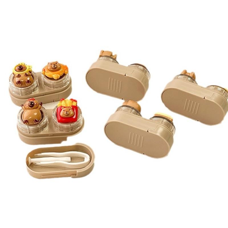 1Pcs Portable Drawer-Style Color Cartoon Contact Care Box Cute Contact Lens Case Mini Drawer Plastic Travel Small Companion Box