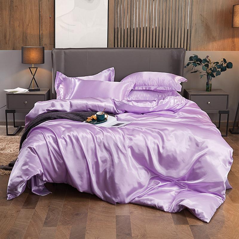 4 PCS Bedding Set Luxury Mulberry Silky Blending Bedding Set Satin Duvet Cover Set High End Single Double Comforter Cover