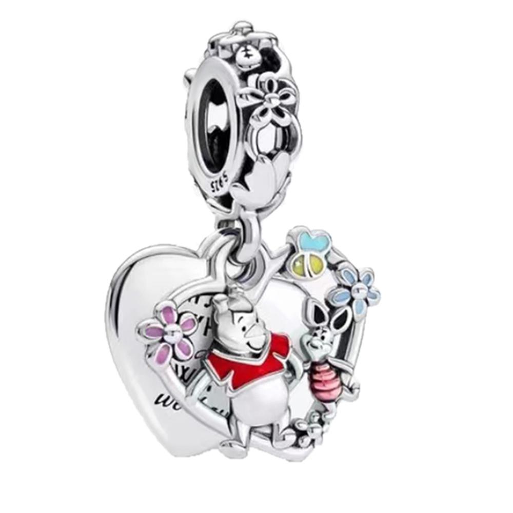 Hot Sell MINISO Disney 925 Silver Animals Mobilization Charms Beads Hot Original Bracelet Trinkets DIY Jewelry Women