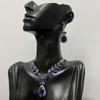 Bridal Accessories Water Drop Aaa Zircon Pendant Earrings Set Luxury Temperament Accessories