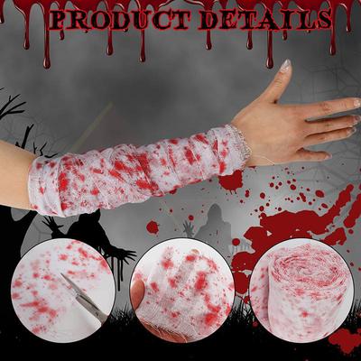 Halloween Bandage Sanguinolent Artificiel Décoration Zombie Fantôme Déguisement Cosplay Accessoire Cour Extérieure Pièce Secrète Maison Hantée Décor