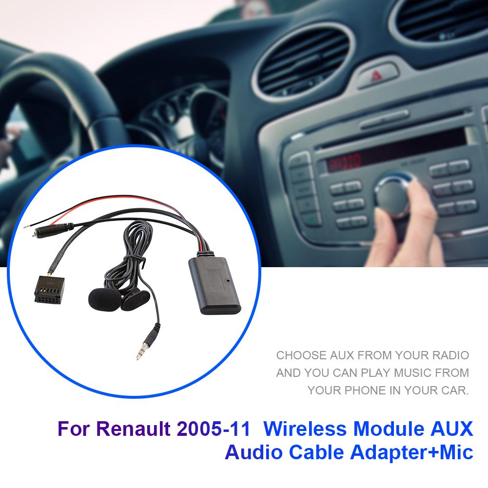Car BT5.0 Module AUX Cable Adapter with MIC Radio Stereo Handsfree Phone Free Calling Adapter Tool for Renault Update List Radio Radio Accessories 4