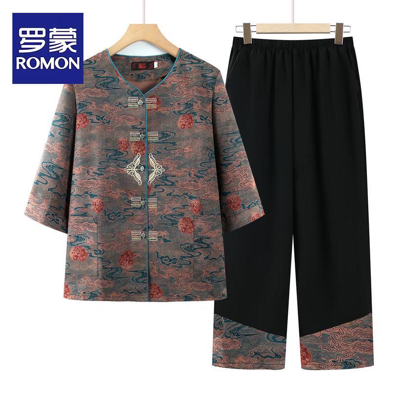 Romon Women s New Chinese Style Seven-Sleeve Shirt 4XL