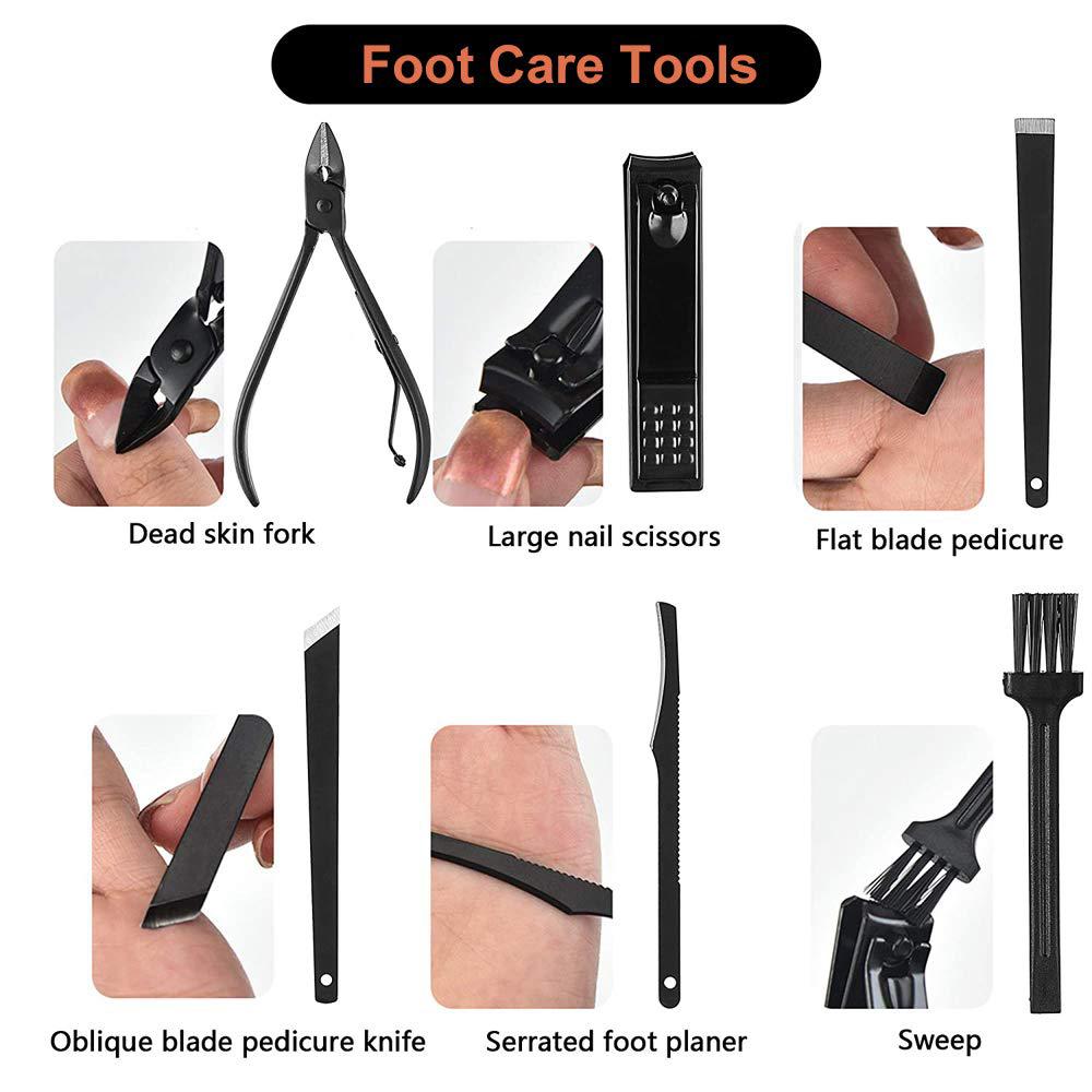 Manicure Set Pedicure Kit Nail Clippers 16 in 1 Professional Grooming Kit Stainless Steel Toenail Tools with Luxurious Brown Lea