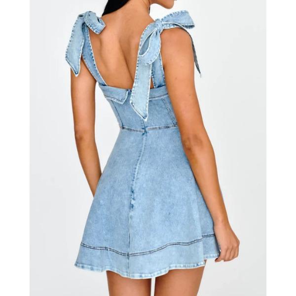 IHUASU Vestido Halter Cowboy Chic de Verano sin Mangas para Viajeras