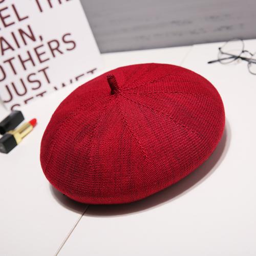 Summer Beret Hats For Women Flat Cap Knit 100% Cotton Hats Lady Girl Berets Hat Bone Female Tocas Painter Hat sun cap