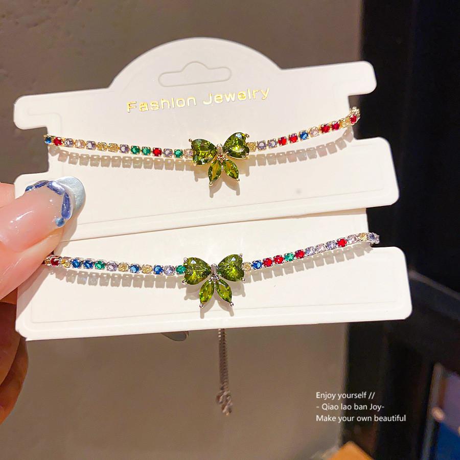 Korean Style Cubic Zirconia Butterfly Cuff Bracelet For Women Fashion Summer Accessory