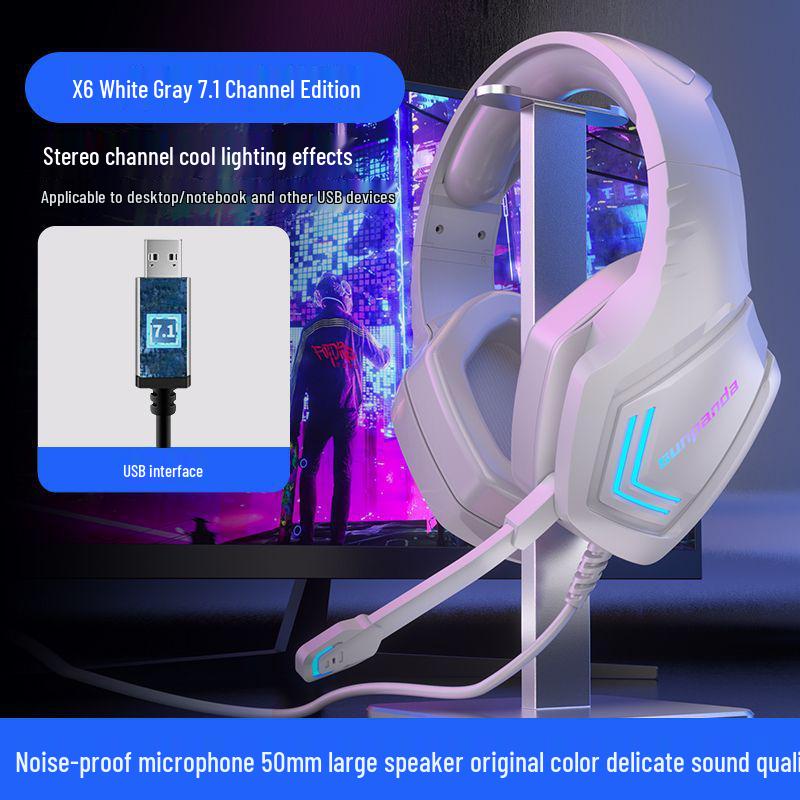Gaming USB Headphones: Noise-Cancelling with Cool Lighting Effects for PC & Laptop