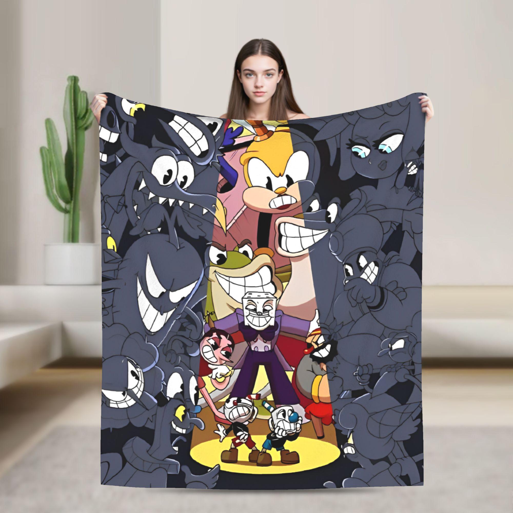 

Great Retro Game Cuphead Blanket Flannel Funny Soft Throw Blanket for Home Restaurant Autumn/Winter 30x40in