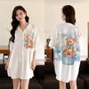 Ropa de Dormir Cómoda de Verano para Mujer Botones Delanteros Seda de Hielo Ropa para el Hogar Suelta Casual Estampada para Descansar