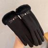 Gloves Women'S Warm Riding Fleece Thickened Cold And Windproof Touch Screen Winter Suede German Velvet Students