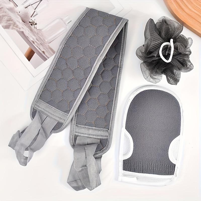 3pcs Bath Exfoliating Set - Includes Bath Pouf, Exfoliating Glove & Back Scrubber Towel - Ideal for Spa, Massage & Body Scrubs
