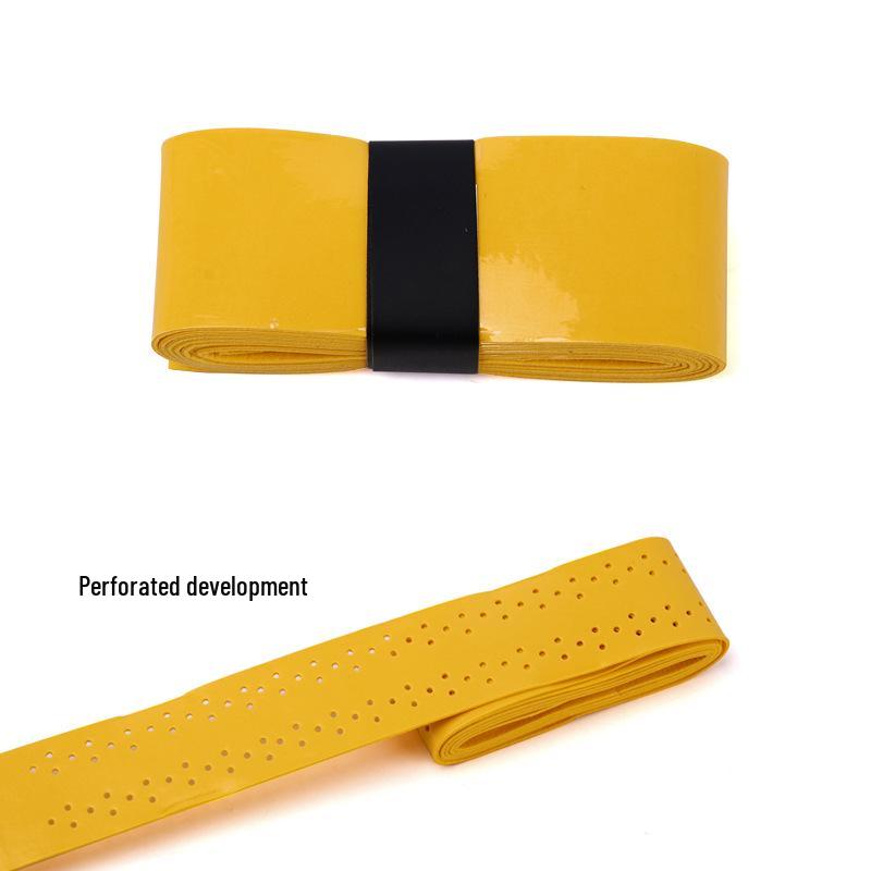 Elastic Perforated PU Leather Overgrip for Badminton, Tennis & Table Tennis Rackets, Fishing Rods with Ribbed Sweatband