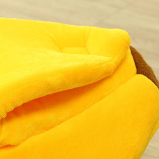 Cute Banana Cat Bed Plush Cozy Pet Cave Bed Semi-Enclosed Cat Hide Bed Fun Calming Bed for Puppies Cats Small Medium Sized Dogs
