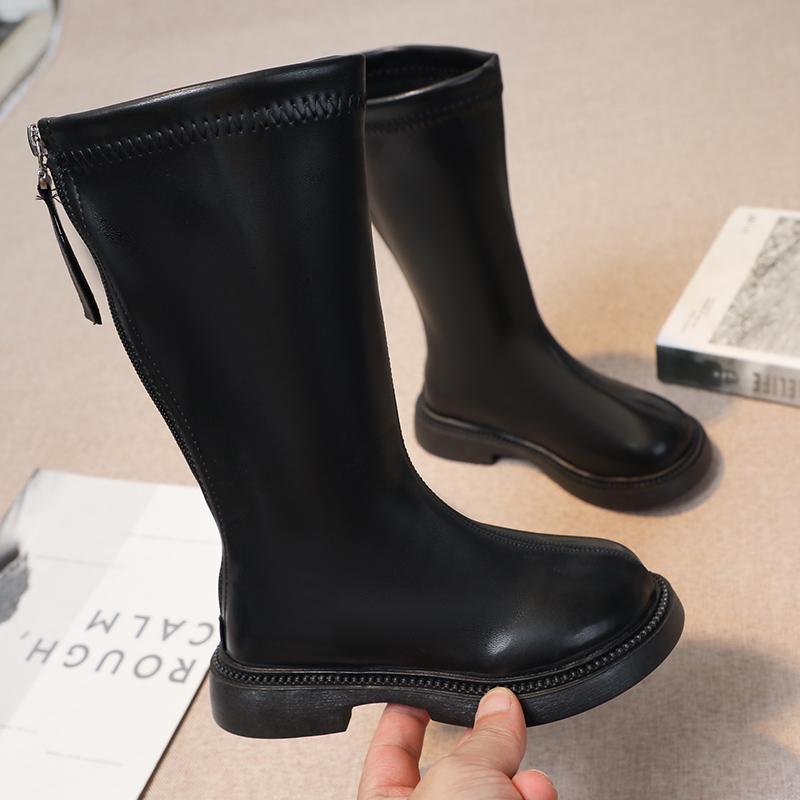 Dětské vysoké boty pro dívky jaro podzim voděodolné protiskluzové módní dětské elegantní princeznovské boty jednoduchý korejský styl 2024 nové