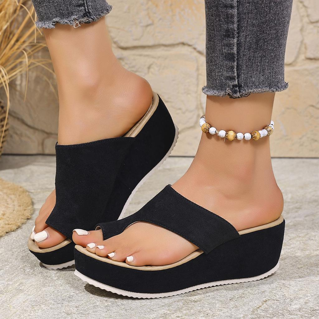 Women Platform Wedge Sandals Plain Open Toe Wedge Sandal Womens Casual Summer Tan Flat Shoes For Woman Outdoor Wear Sandalias
