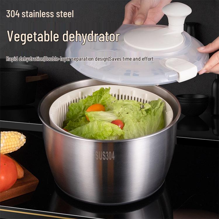 Centrifuga per Insalata e Cesto Disidratatore Manuale in Acciaio Inossidabile