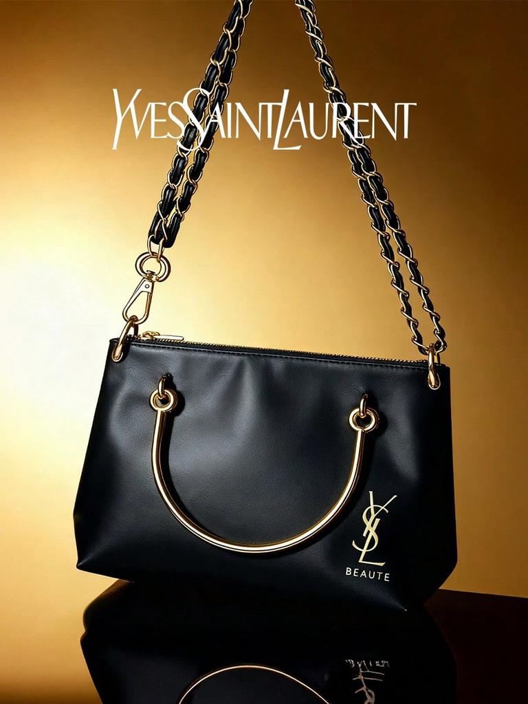 Black Single-shoulder Chain Bag, Shiny Leather Crossbody Bag, Women's Handbag