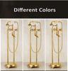 Gold Brass Floor Stand Bathtub Shower Faucet Swivel Spout Bathroom Jade shower faucet Mixers Tap Jade Standing Bathtub Faucet