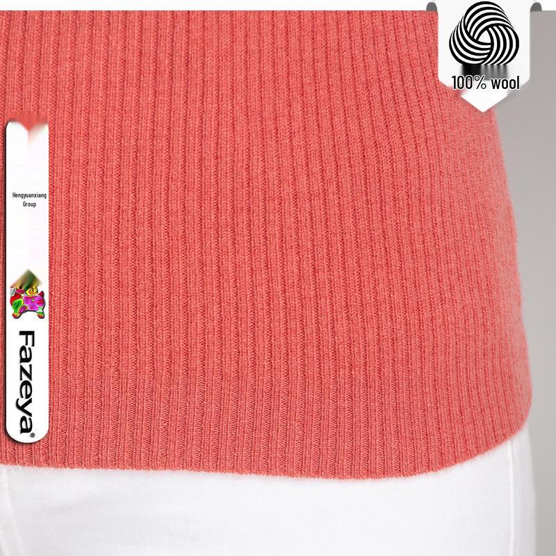 Hengyuanxiang Women's Pure Wool Round Neck Sweater - Solid Color Casual Knitwear for Spring, Autumn, and Winter