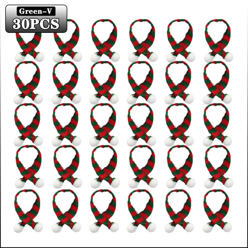 10-100PCS Mini Christmas Tree Ornaments Hats and Scarves Red Green Knit Yarn Pom Pom Holiday Hanging Decor Party Accessories