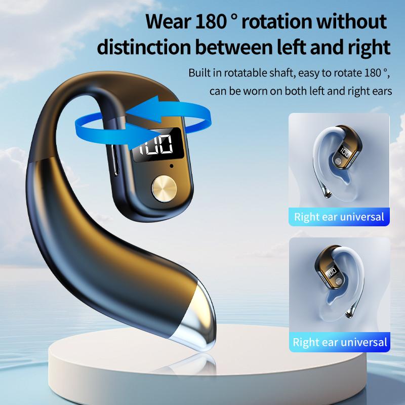 Wireless Bluetooth 5.4 Earphone Ear Hook Headphone LED Display HiFi Stereo Noise Reduction Sport Waterproof Headset
