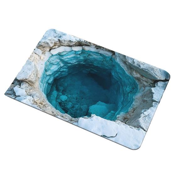 3D Underwater Cave Optical Illusion Rug Blue Ocean Small Area Rug Non-slip Kids Room Floor