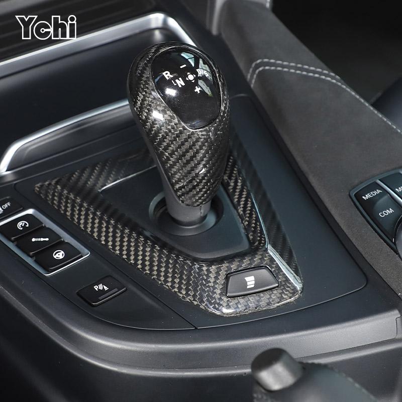 Real Carbon Fiber For BMW M2 F87 M3 F80 M4 F82 M5 F83 F10 F85 X5M F86 X6M F12 Car Center Console Gear Shift Knob Trim Cover