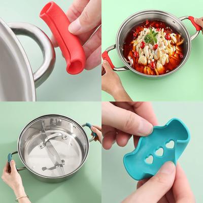 2/4 Adet Silikon Tava Sapı Kapağı Isı Yalıtım Kapakları Tencere Kulak Klipsi Kaymaz Buharlı Pişirici Güveç Tava Sapı Tutucu Mutfak Aletleri