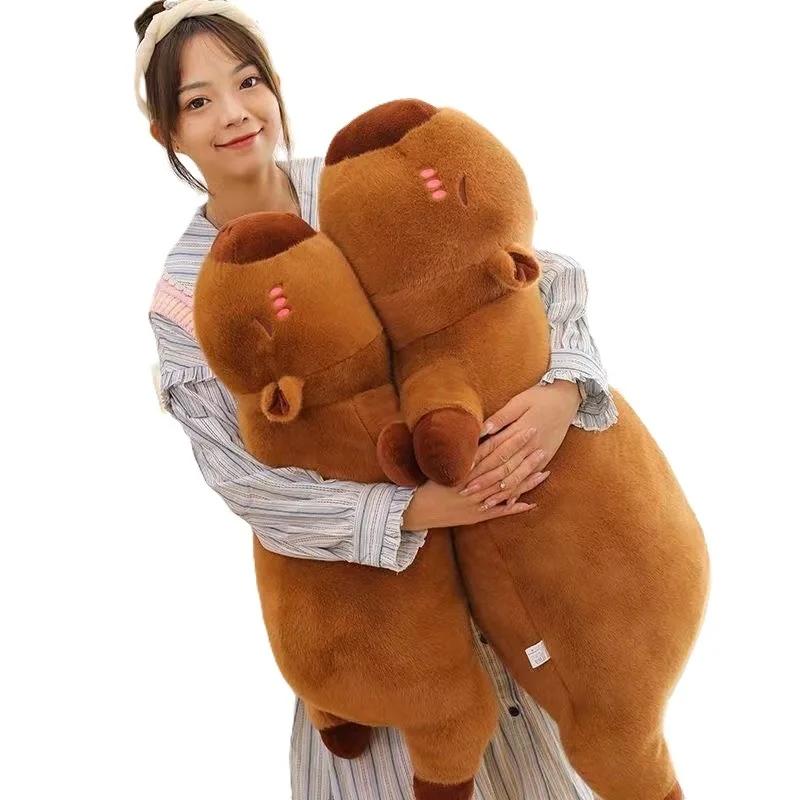45/65cm Cute Stuffed Capybara Plush Toy Giant Sleep Hugging Body Pillow Bed Creative Long Pillow Home Decor