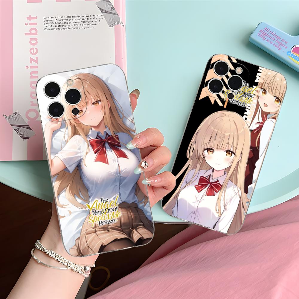 Angel Mahiru Shina Anime Phone Case for iPhone 16 15 14 13 12 11 X XR XS Pro Max Plus Mini Clear Transparent Luxury Cover Pretty