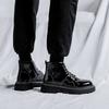 Botas de plataforma masculinas de lazer pretas tendência sapatos de couro envernizado festa baile vestido bota de tornozelo cowboy primavera outono cano curto botas hombre