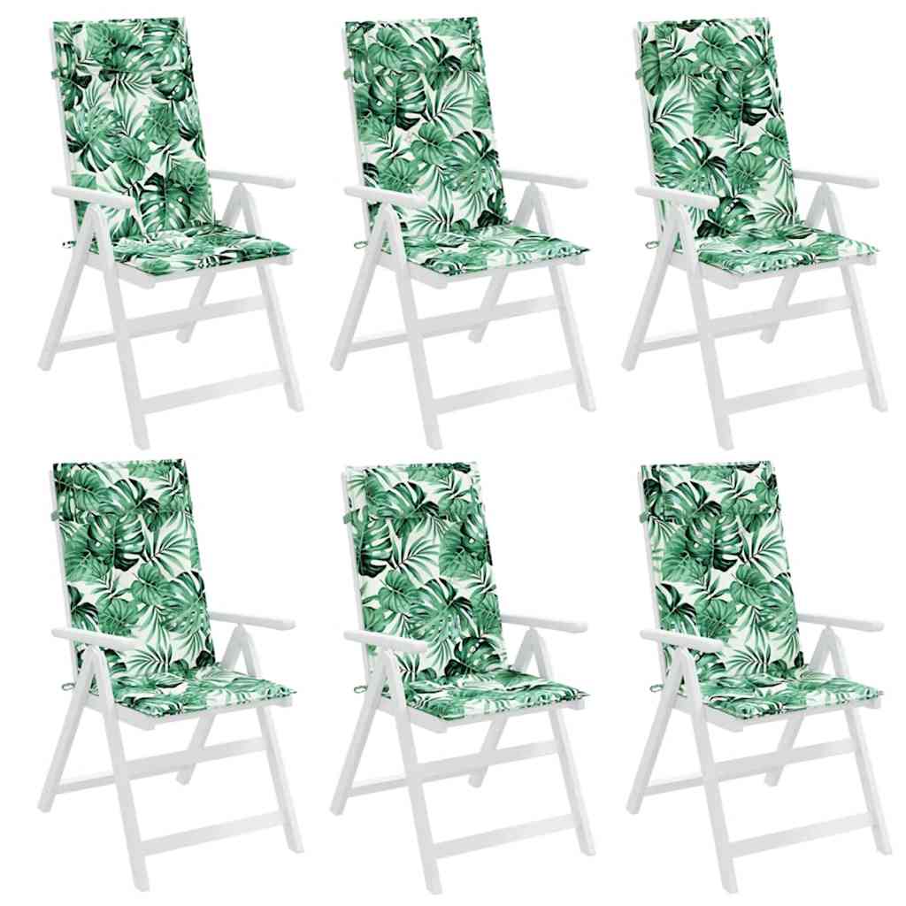 High Back Chair Cushions (6 Pcs) Leaf Pattern Oxford Fabric