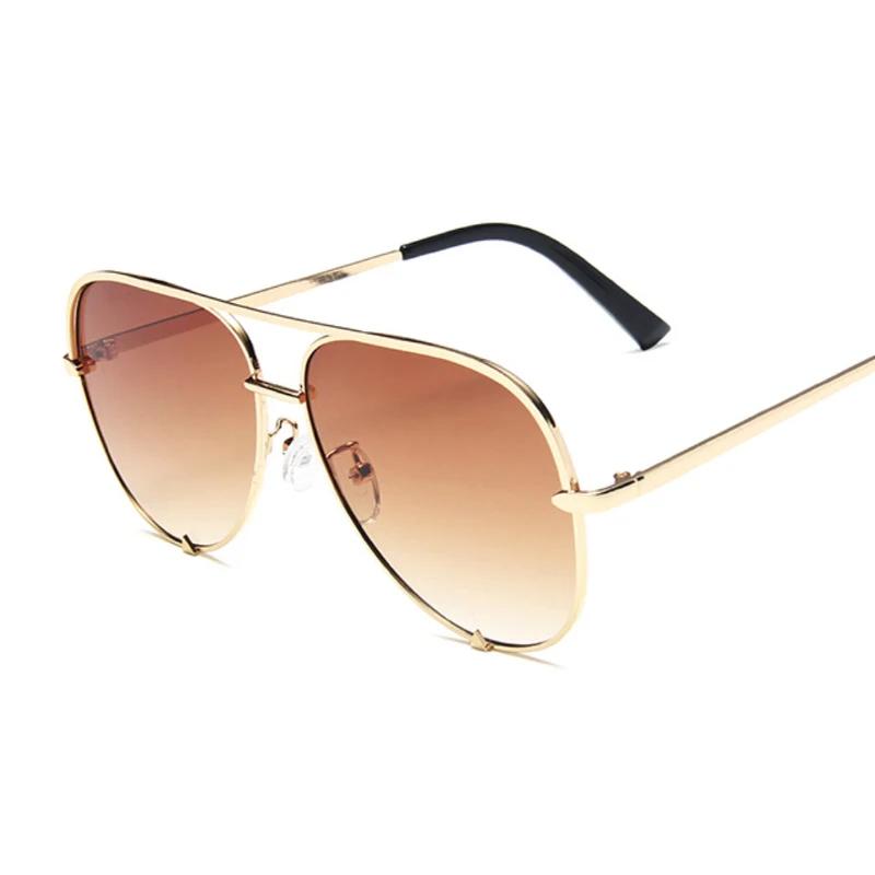 Vintage Black Pilot Sunglasses Women Men Luxury Brand Designer Sun Glasses Female Big Frame Gradient Fashion