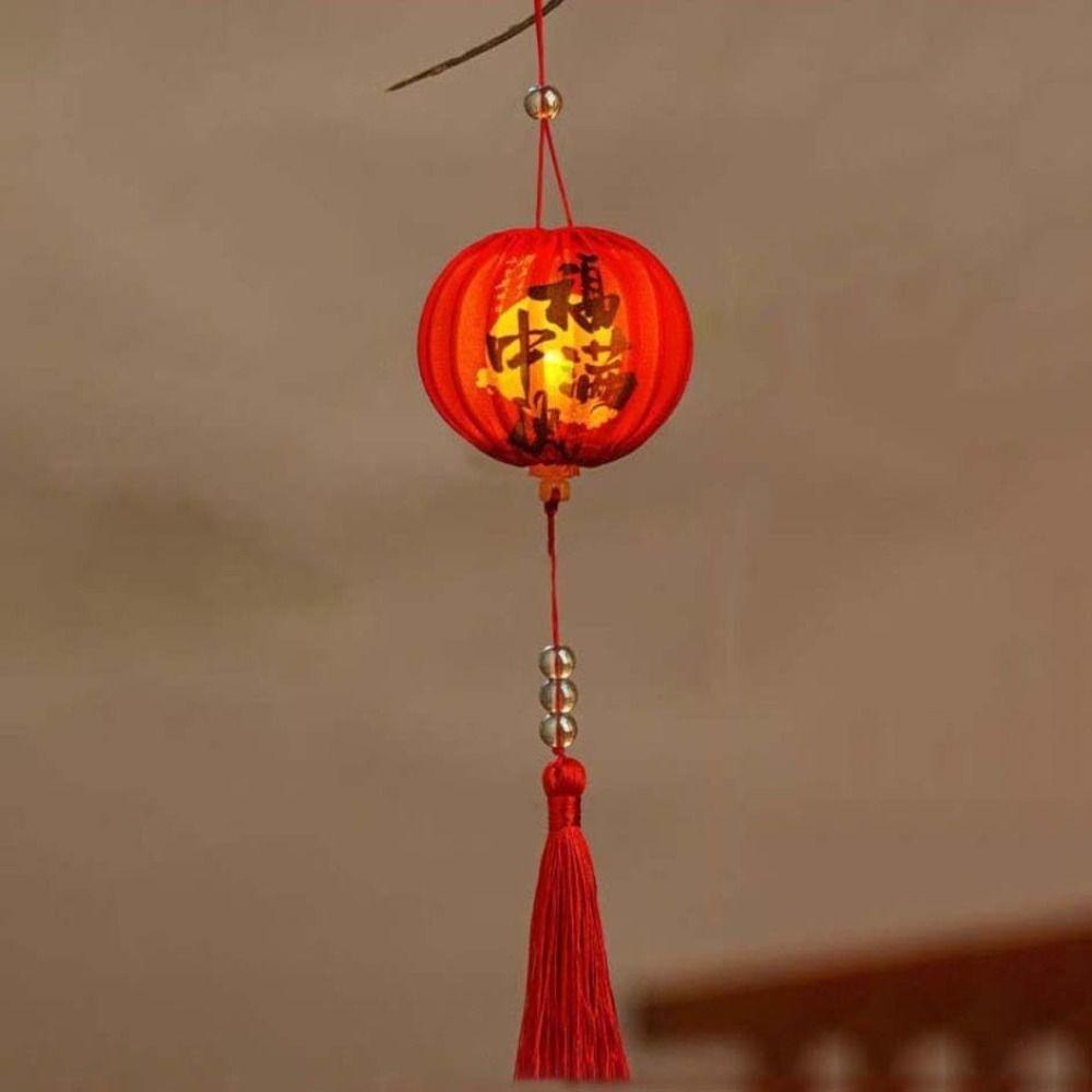 Sturdy Frame Mid Autumn Lantern Fabric Cover Glowing Holiday Lamp  School Class