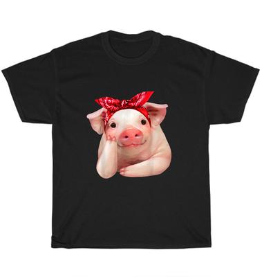Pig With Red Bandanna Pig Bandana Farm Animal Lover T-shirt Unisex Tee Gift NEW