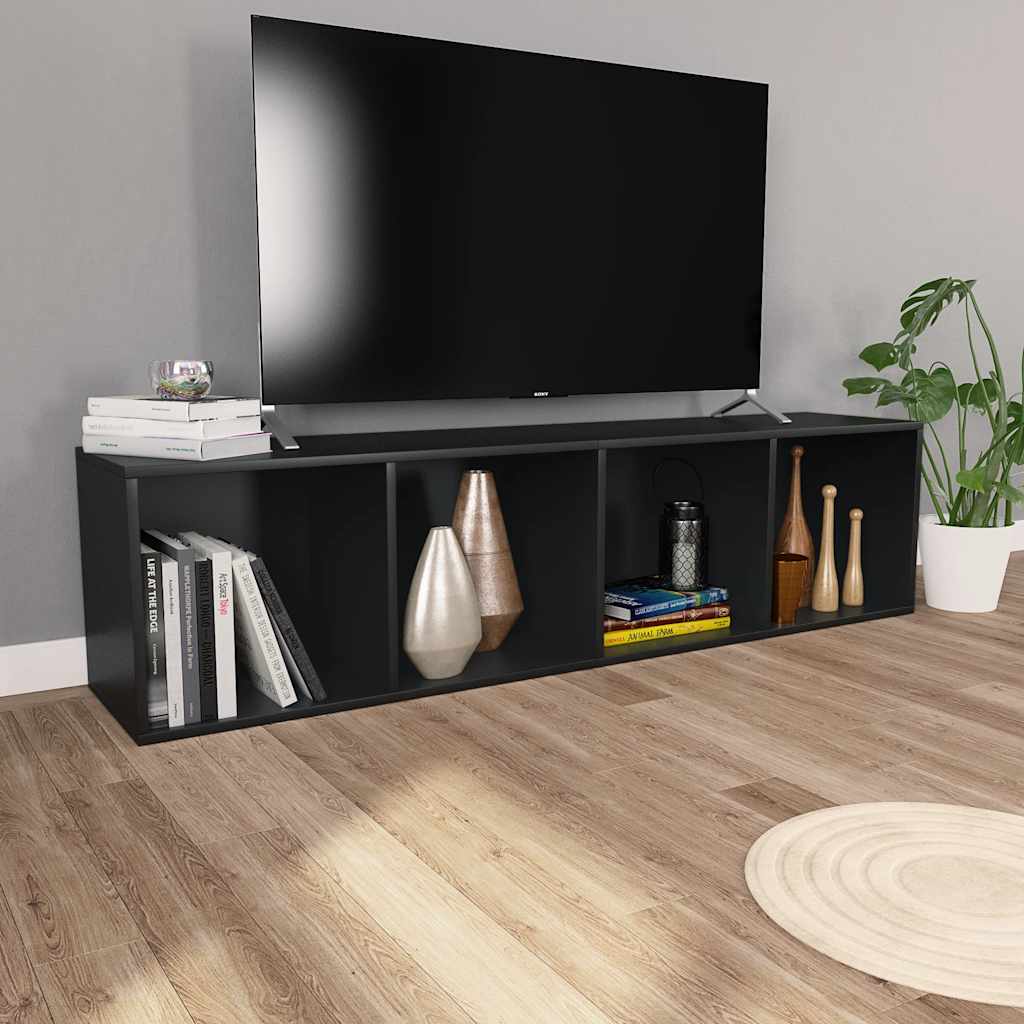 vidaXL Bücherregal/TV-Schrank Schwarz 36x30x143 cm Holzwerkstoff