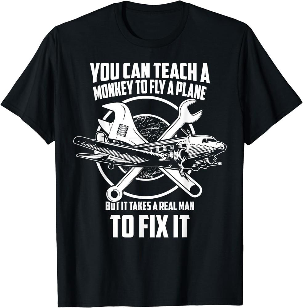 New Limited Airplane Mechanic, Real Man Fix plane T-Shirt Tops Tee