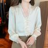 NaVaVa Women LoVely Frill V Neck Long sleeVe Blouse Nb3009